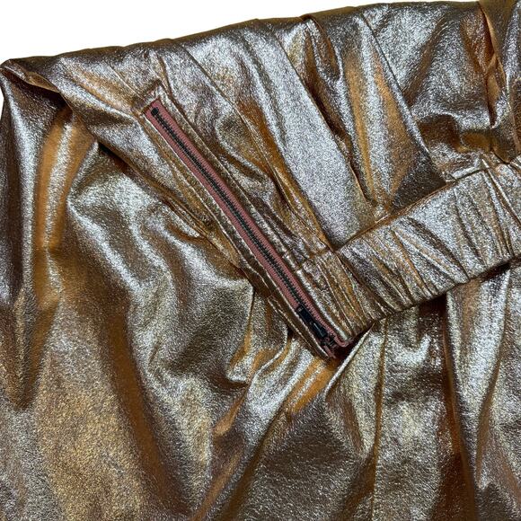 Moulinette Soeur Foil Cooper Pleated Skirt Size XS Rose Gold Anthropologie Rave - Picture 7 of 7